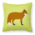 Red Fox Green Decorative Throw Pillow 18x18 Indoor Outdoor Accent Cushion, Fabric Cover with Insert for Sofa, Bed, Porch & Living Room
