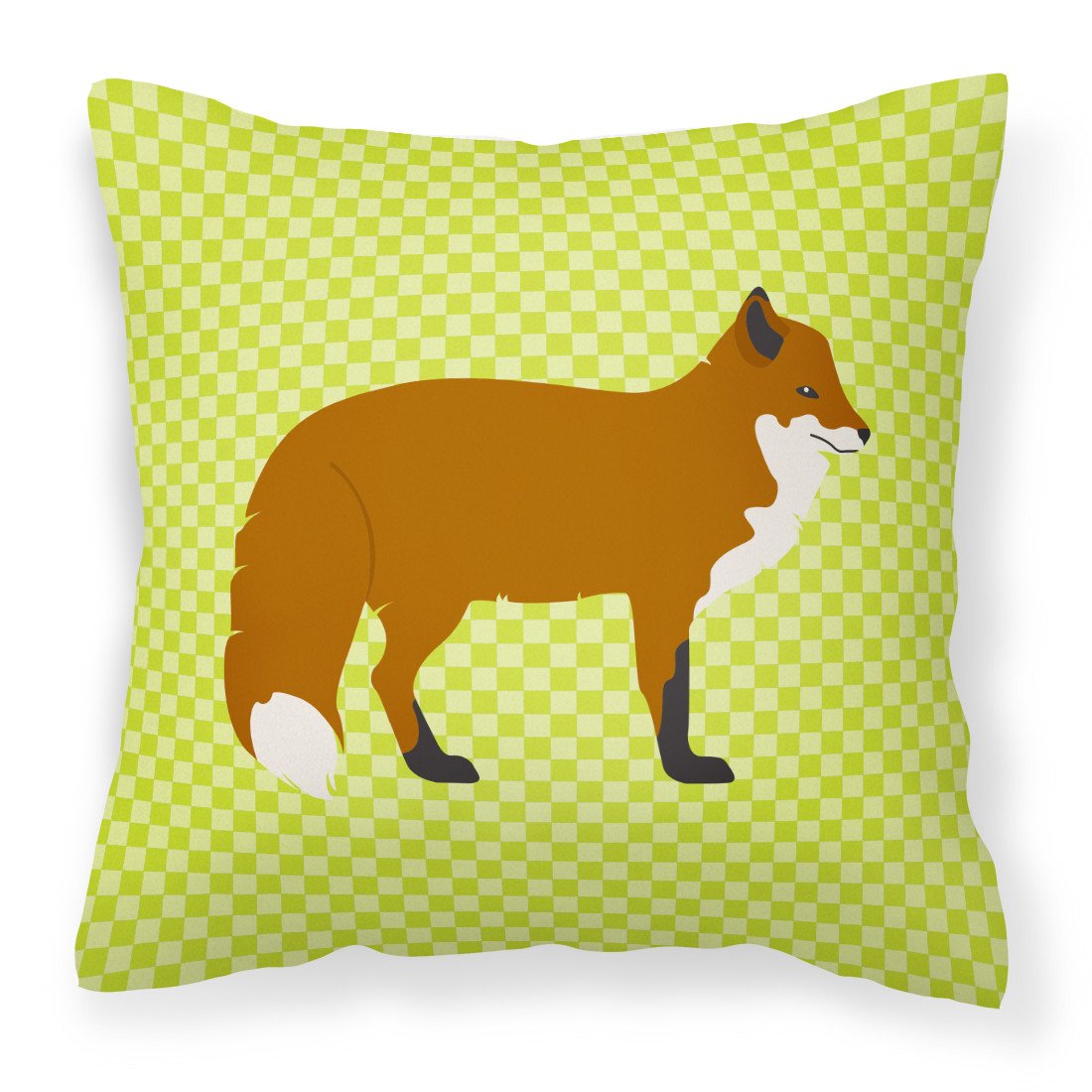 Red Fox Green Decorative Throw Pillow 18x18 Indoor Outdoor Accent Cushion, Fabric Cover with Insert for Sofa, Bed, Porch & Living Room