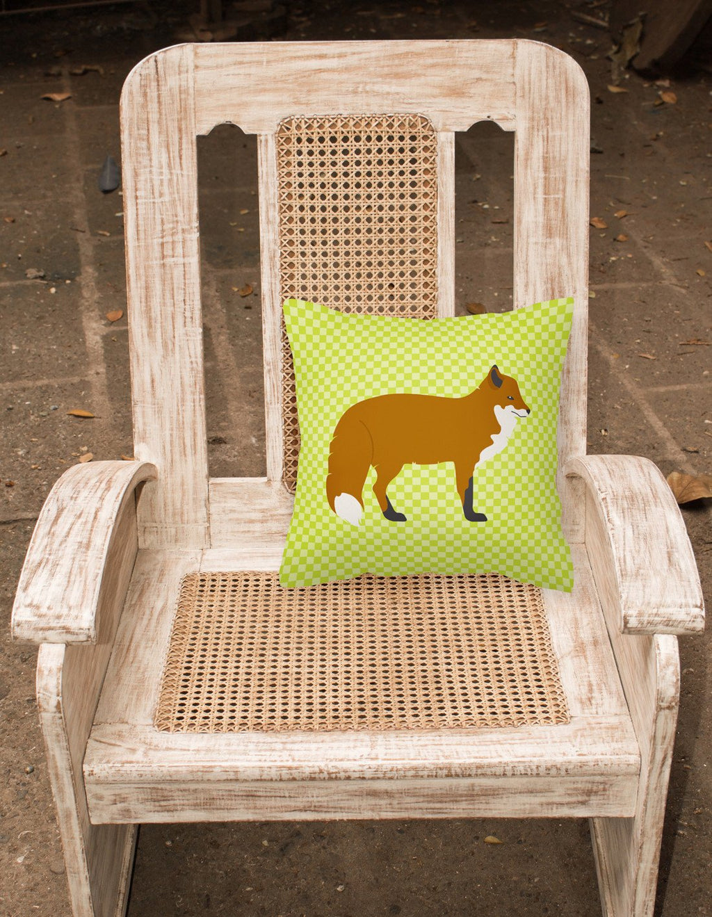 Red Fox Green Decorative Throw Pillow 18x18 Indoor Outdoor Accent Cushion, Fabric Cover with Insert for Sofa, Bed, Porch & Living Room