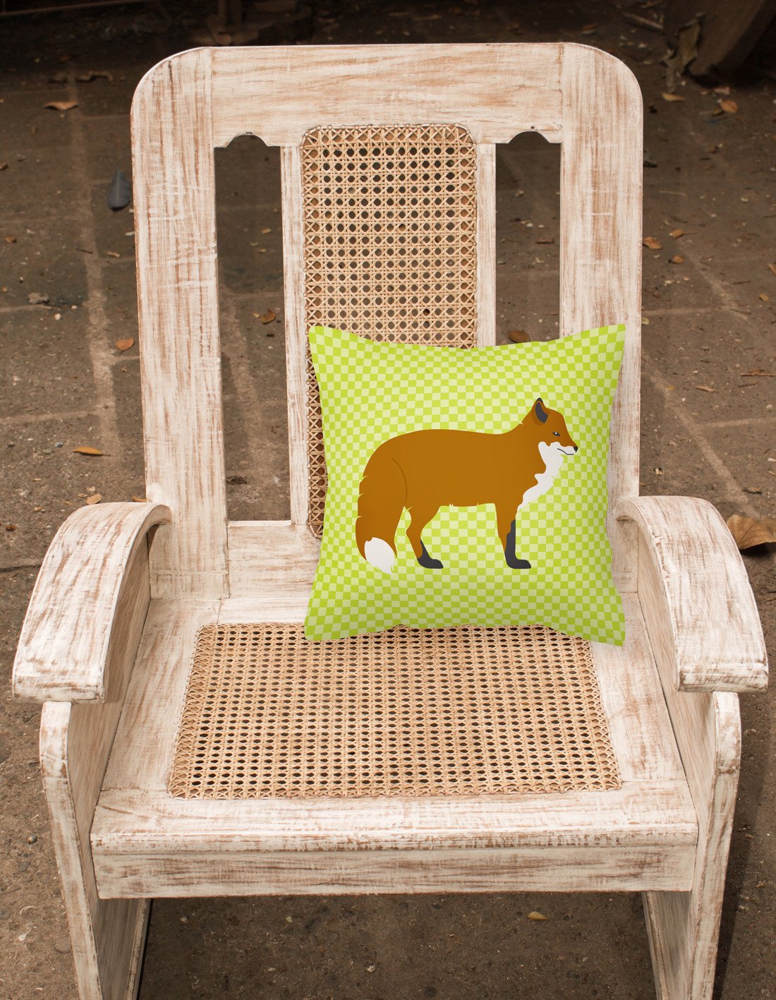 Red Fox Green Decorative Throw Pillow 18x18 Indoor Outdoor Accent Cushion, Fabric Cover with Insert for Sofa, Bed, Porch & Living Room