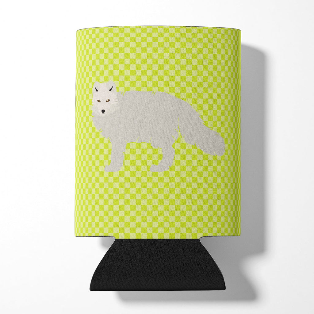 White Arctic Fox Green Can or Bottle Hugger Cooler Sleeve for Standard 12 oz Cans, Insulated Foam Beer & Soda Can Hugger Reusable