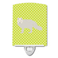 White Arctic Fox Green Ceramic Night Light Compact, UL-Certified, Ideal for Bedroom, Bathroom, Nursery, Hallway, Kitchen, 6x4x3, Multicolor