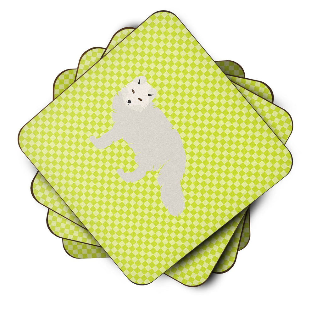 White Arctic Fox Green Foam Coasters Set of 4 Cup Coasters for Indoor Outdoor, Tabletop Protection, Anti Slip, Mouse pad Material
