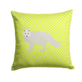 White Arctic Fox Green Decorative Throw Pillow 14x14 Indoor Outdoor Accent Cushion, Fabric Cover with Insert for Sofa, Bed, Porch & Living Room