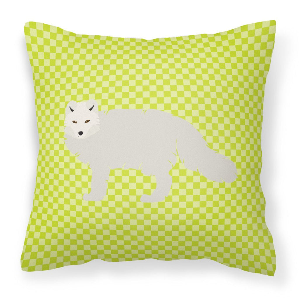 White Arctic Fox Green Decorative Throw Pillow 18x18 Indoor Outdoor Accent Cushion, Fabric Cover with Insert for Sofa, Bed, Porch & Living Room