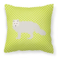 White Arctic Fox Green Decorative Throw Pillow 18x18 Indoor Outdoor Accent Cushion, Fabric Cover with Insert for Sofa, Bed, Porch & Living Room