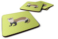 Ferret Green Foam Coasters Set of 4 Cup Coasters for Indoor Outdoor, Tabletop Protection, Anti Slip, Mouse pad Material