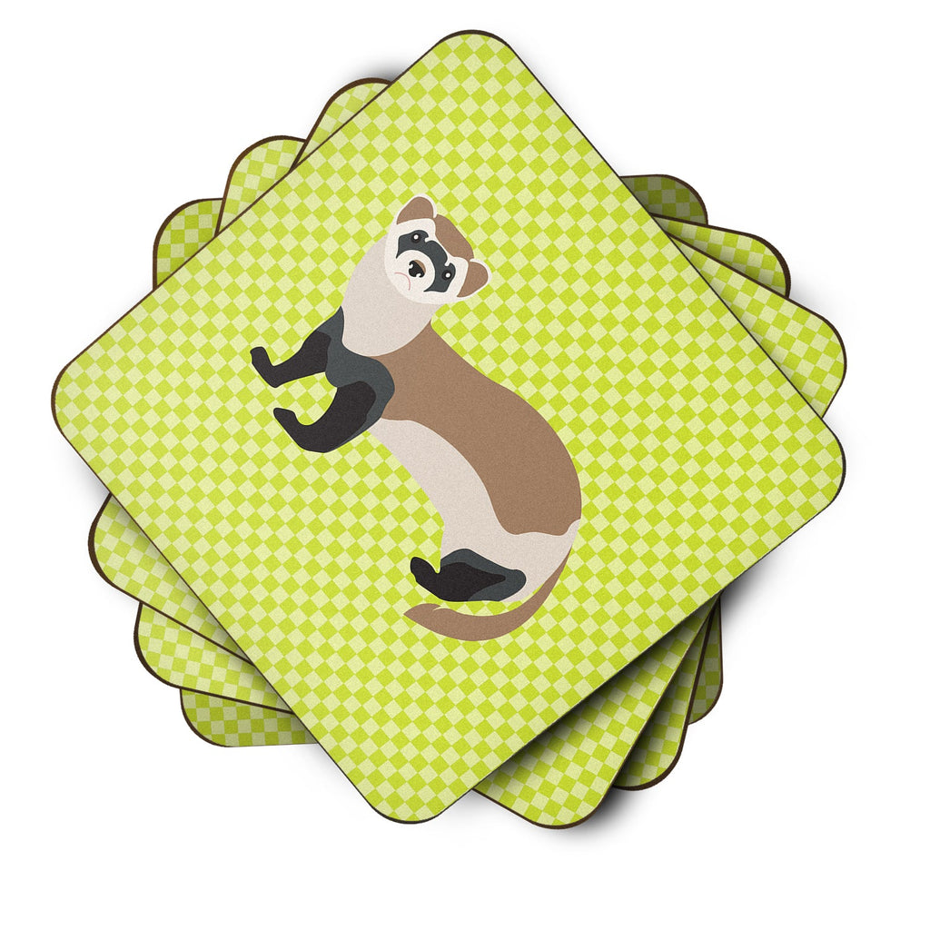Ferret Green Foam Coasters Set of 4 Cup Coasters for Indoor Outdoor, Tabletop Protection, Anti Slip, Mouse pad Material