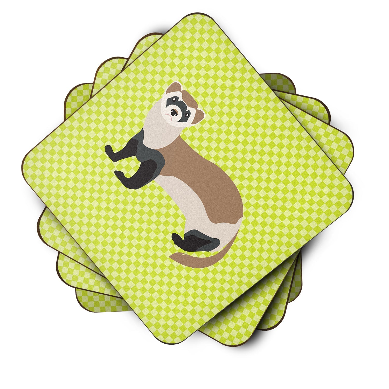 Ferret Green Foam Coasters Set of 4 Cup Coasters for Indoor Outdoor, Tabletop Protection, Anti Slip, Mouse pad Material