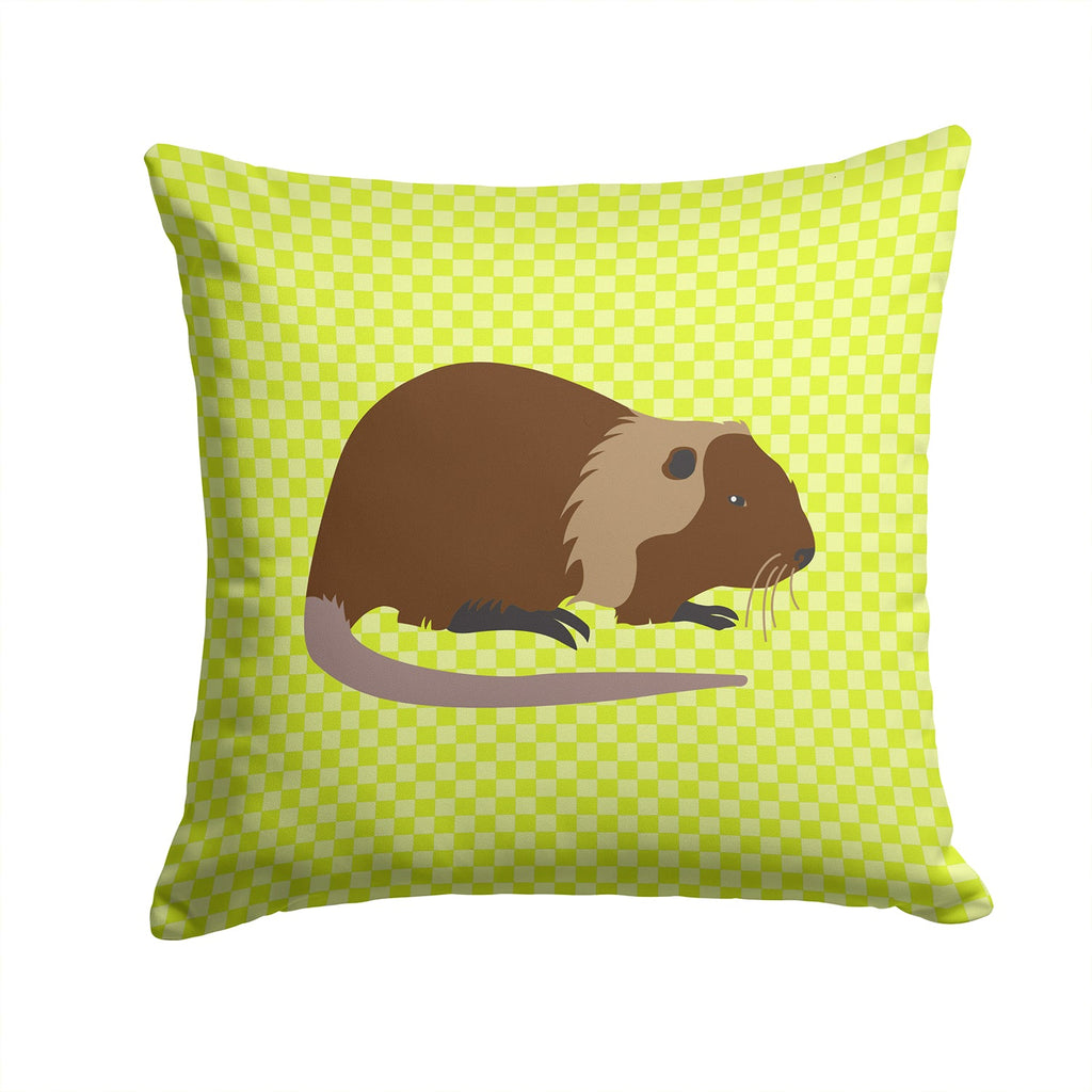 Coypu Nutria River Rat Green Decorative Throw Pillow 14x14 Indoor Outdoor Accent Cushion, Fabric Cover with Insert for Sofa, Bed, Porch & Living Room