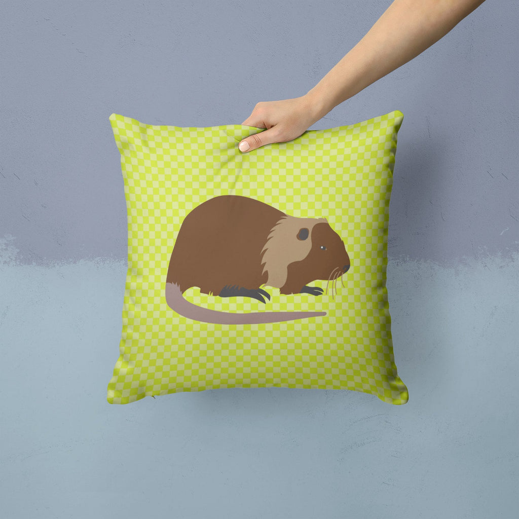 Coypu Nutria River Rat Green Decorative Throw Pillow 14x14 Indoor Outdoor Accent Cushion, Fabric Cover with Insert for Sofa, Bed, Porch & Living Room