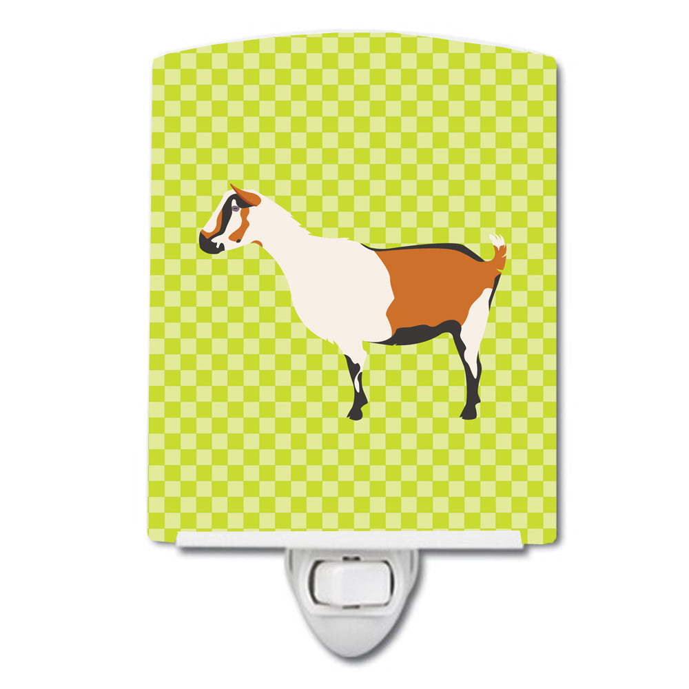 Alpine Goat Green Ceramic Night Light Compact, UL-Certified, Ideal for Bedroom, Bathroom, Nursery, Hallway, Kitchen, 6x4x3, Multicolor