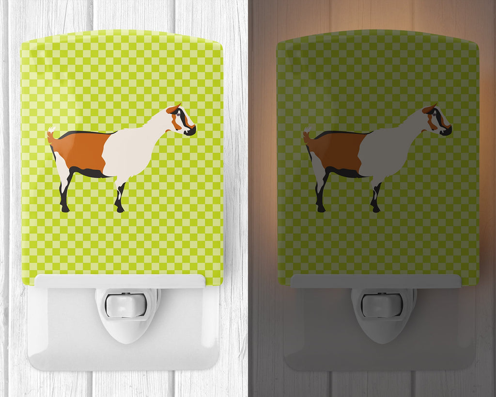 Alpine Goat Green Ceramic Night Light Compact, UL-Certified, Ideal for Bedroom, Bathroom, Nursery, Hallway, Kitchen, 6x4x3, Multicolor