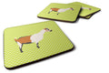 Alpine Goat Green Foam Coasters Set of 4 Cup Coasters for Indoor Outdoor, Tabletop Protection, Anti Slip, Mouse pad Material
