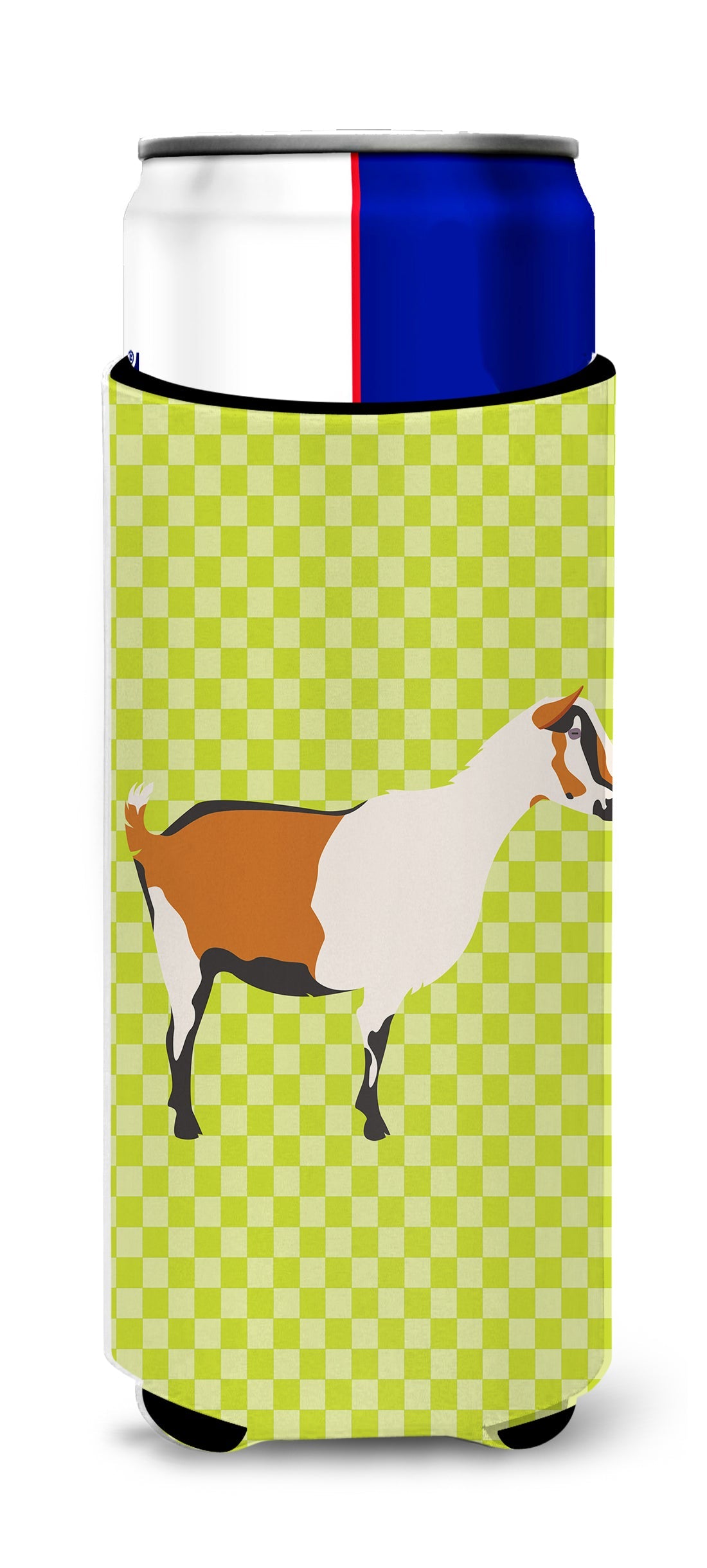 Alpine Goat Green Slim Can Hugger , Insulated Foam Hugger for 12 oz Slim Cans, Beer Bottles & Water Bottles, Printed in USA