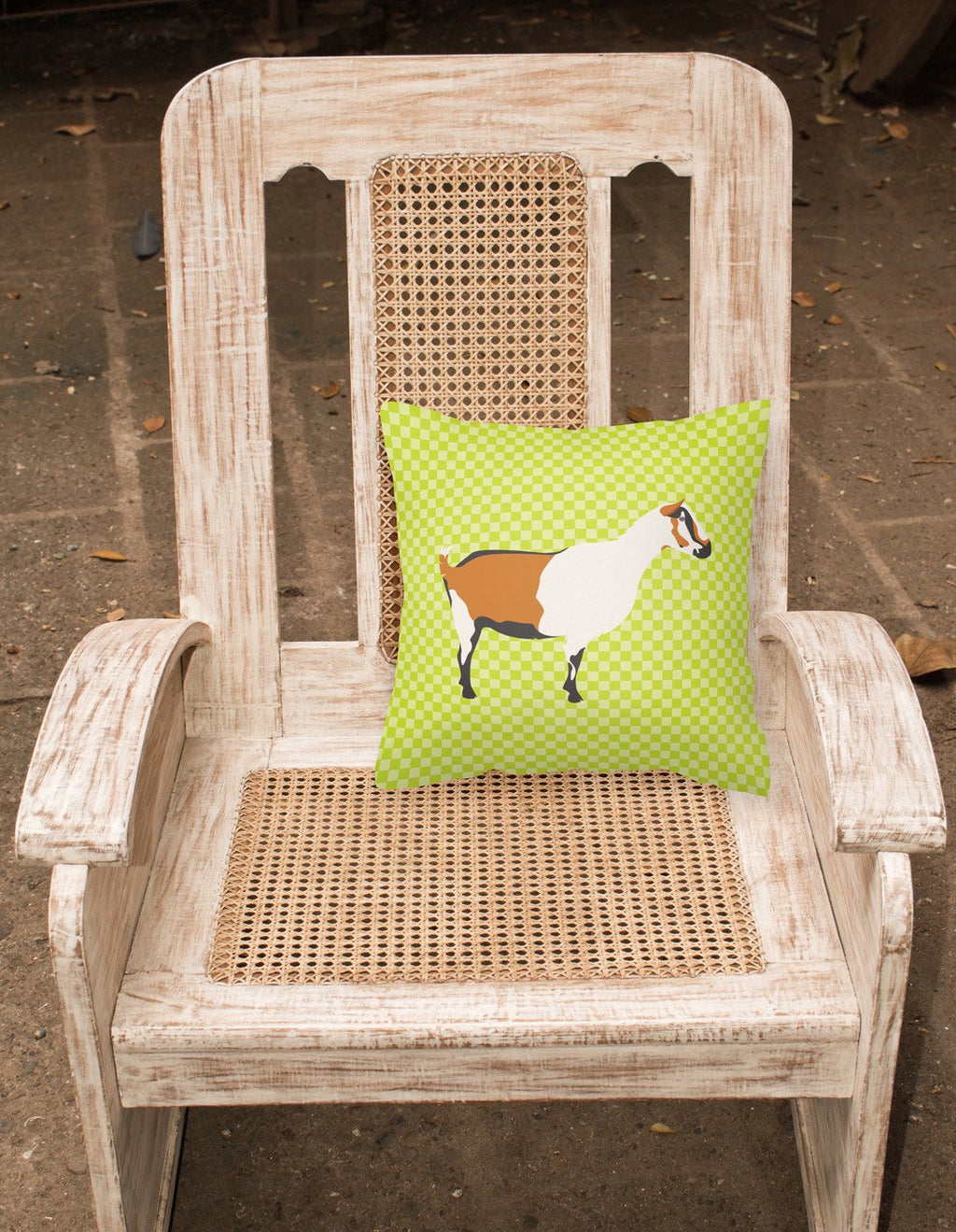 Alpine Goat Green Decorative Throw Pillow 18x18 Indoor Outdoor Accent Cushion, Fabric Cover with Insert for Sofa, Bed, Porch & Living Room
