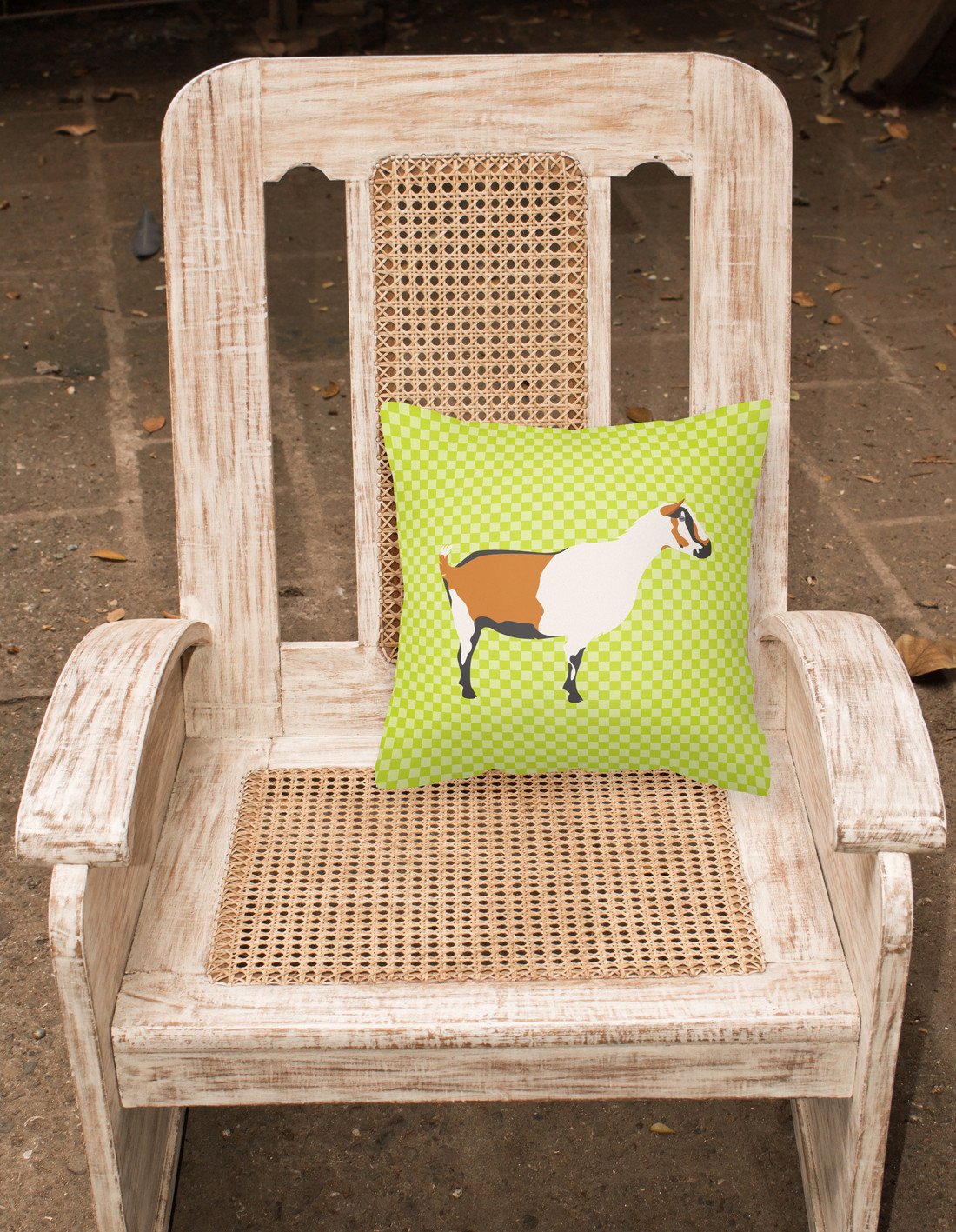 Alpine Goat Green Decorative Throw Pillow 18x18 Indoor Outdoor Accent Cushion, Fabric Cover with Insert for Sofa, Bed, Porch & Living Room