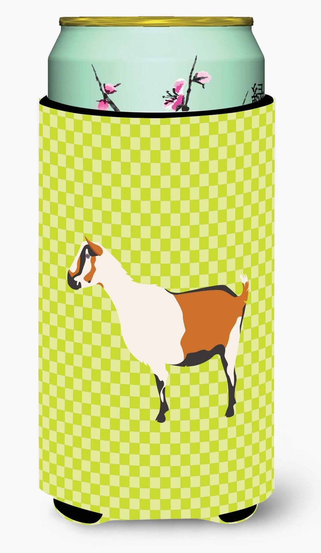 Alpine Goat Green Tall Boy Hugger Can Cooler Sleeve Machine Washable Drink Collapsible Insulator Beverage Insulated Holder
