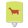 Toggenburger Goat Green Ceramic Night Light Compact, UL-Certified, Ideal for Bedroom, Bathroom, Nursery, Hallway, Kitchen, 6x4x3, Multicolor