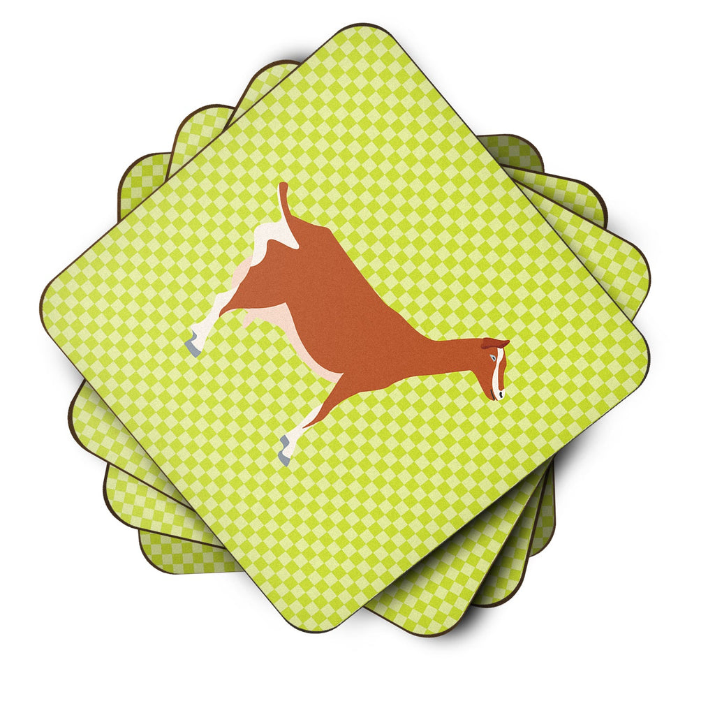 Toggenburger Goat Green Foam Coasters Set of 4 Cup Coasters for Indoor Outdoor, Tabletop Protection, Anti Slip, Mouse pad Material