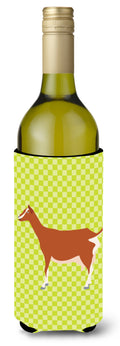 Toggenburger Goat Green Wine Bottle Hugger Gift Sleeve for Standard 750 ml Bottles, Insulated Reusable Also Fits Mini Shot & Pint Bottles
