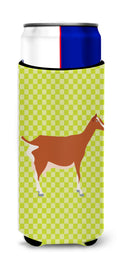 Toggenburger Goat Green Slim Can Hugger , Insulated Foam Hugger for 12 oz Slim Cans, Beer Bottles & Water Bottles, Printed in USA
