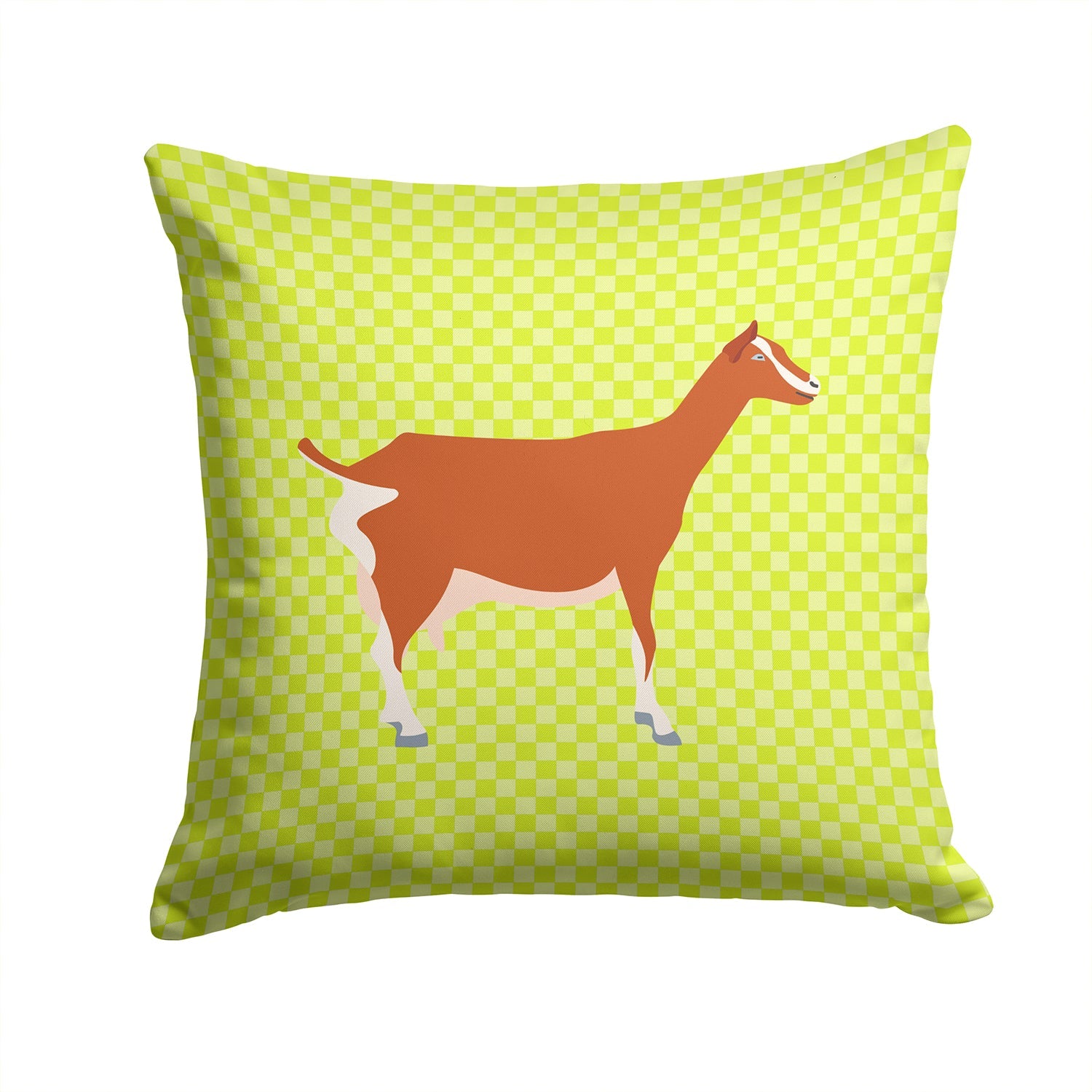 Toggenburger Goat Green Decorative Throw Pillow 14x14 Indoor Outdoor Accent Cushion, Fabric Cover with Insert for Sofa, Bed, Porch & Living Room