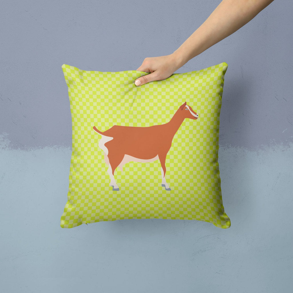 Toggenburger Goat Green Decorative Throw Pillow 14x14 Indoor Outdoor Accent Cushion, Fabric Cover with Insert for Sofa, Bed, Porch & Living Room