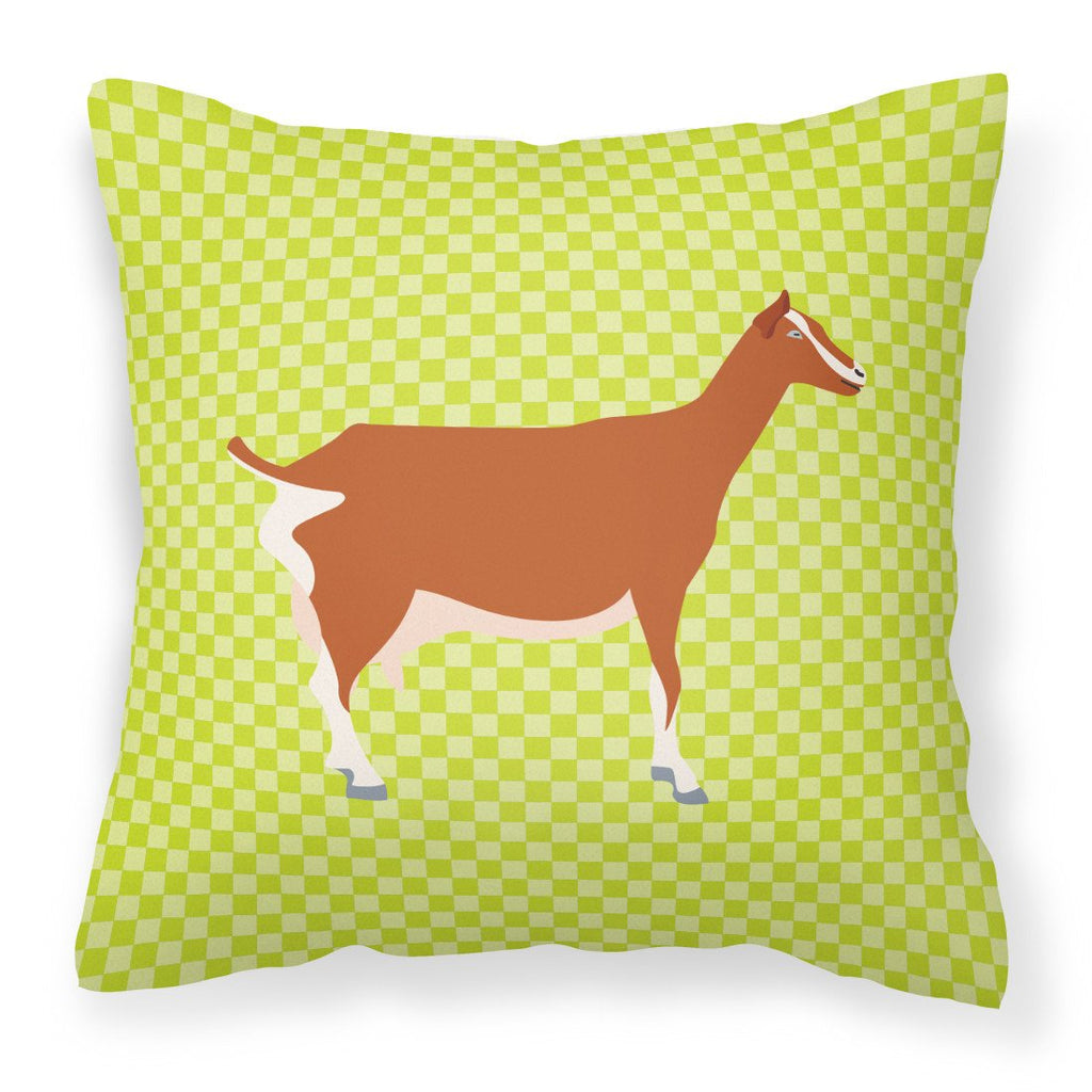 Toggenburger Goat Green Decorative Throw Pillow 18x18 Indoor Outdoor Accent Cushion, Fabric Cover with Insert for Sofa, Bed, Porch & Living Room