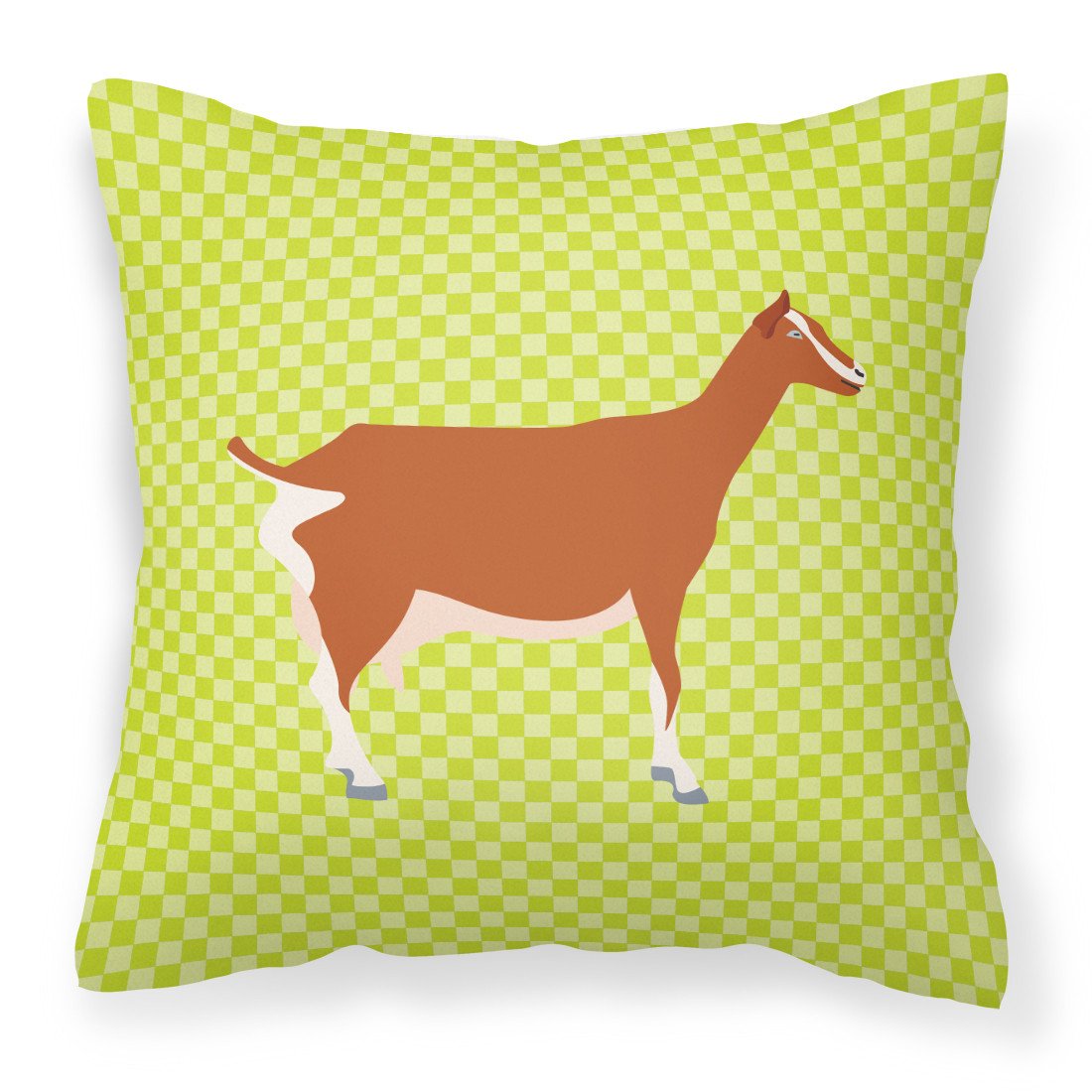 Toggenburger Goat Green Decorative Throw Pillow 18x18 Indoor Outdoor Accent Cushion, Fabric Cover with Insert for Sofa, Bed, Porch & Living Room