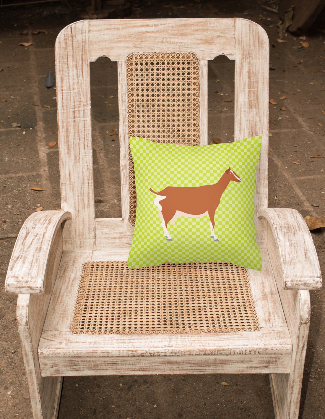 Toggenburger Goat Green Decorative Throw Pillow 18x18 Indoor Outdoor Accent Cushion, Fabric Cover with Insert for Sofa, Bed, Porch & Living Room