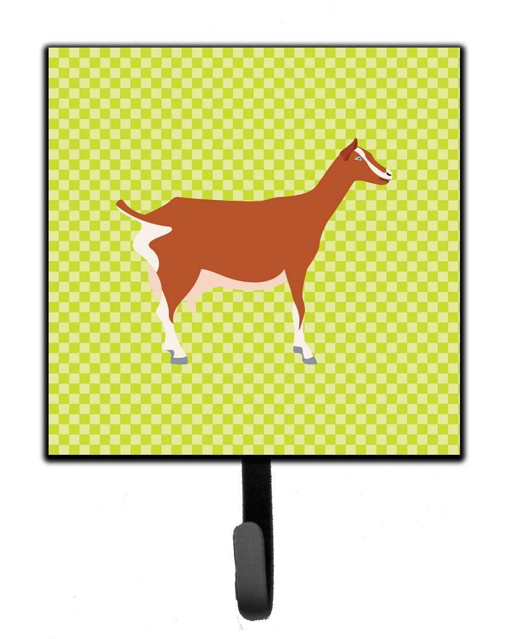 Toggenburger Goat Green Leash or Key Holder Wall Hooks, Key Hooks Holder, Coat Rack Wall Mount, Coat Hooks, Hooks for Hanging Keys, Towels, Aprons, Leashes