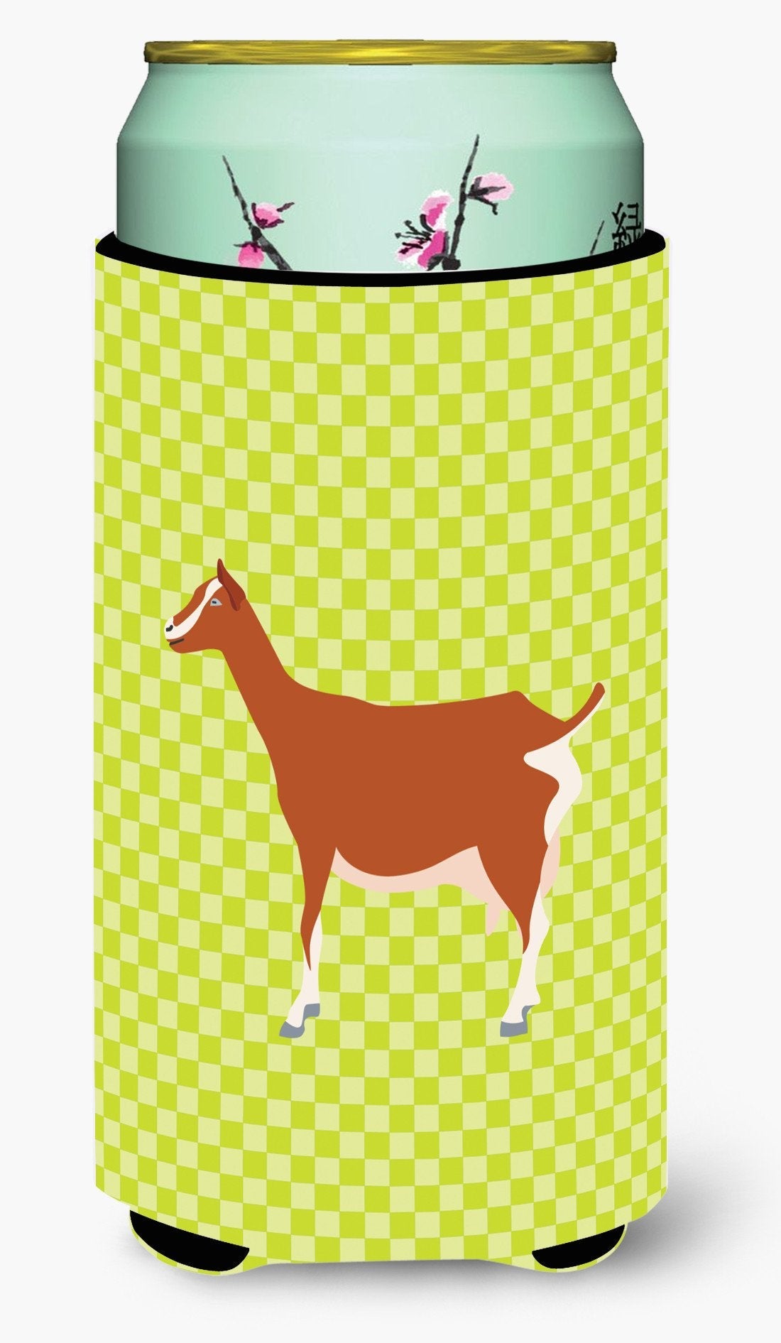 Toggenburger Goat Green Tall Boy Hugger Can Cooler Sleeve Machine Washable Drink Collapsible Insulator Beverage Insulated Holder
