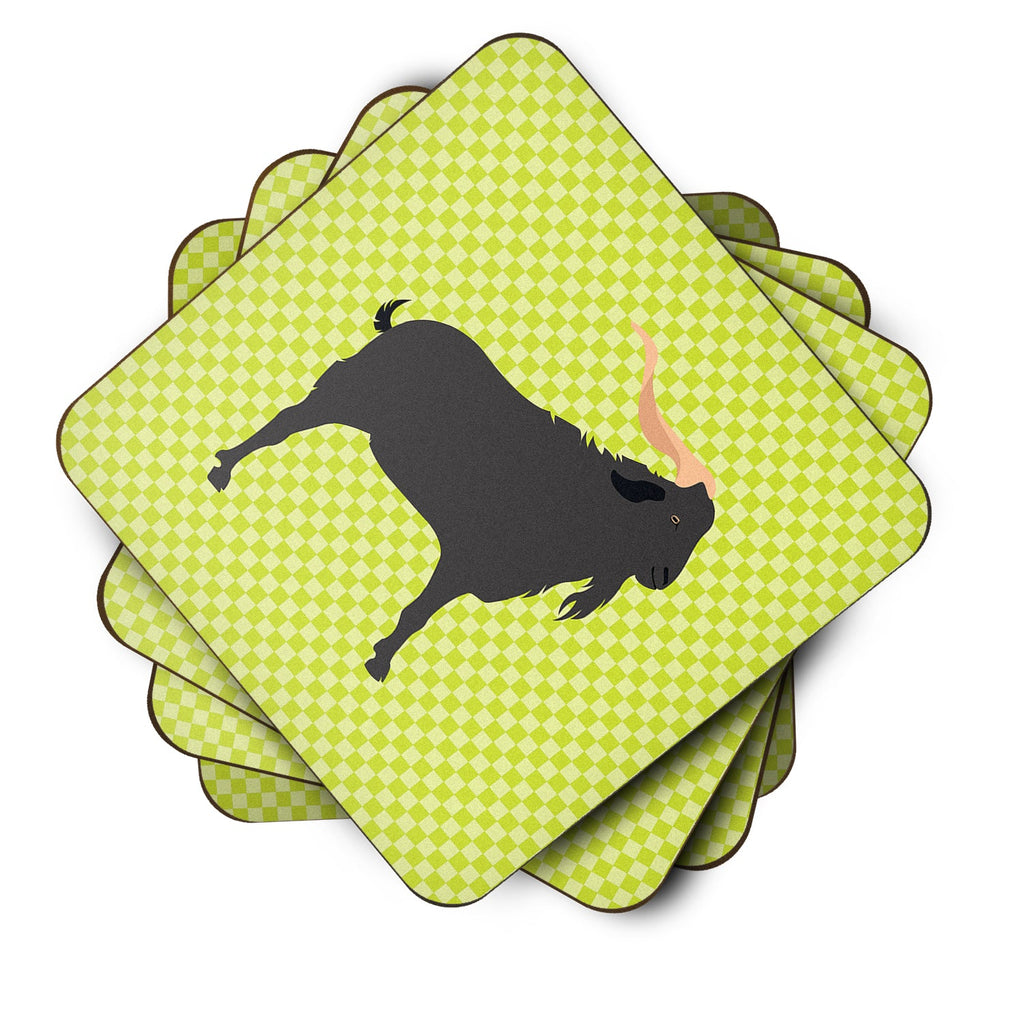Verata Goat Green Foam Coasters Set of 4 Cup Coasters for Indoor Outdoor, Tabletop Protection, Anti Slip, Mouse pad Material