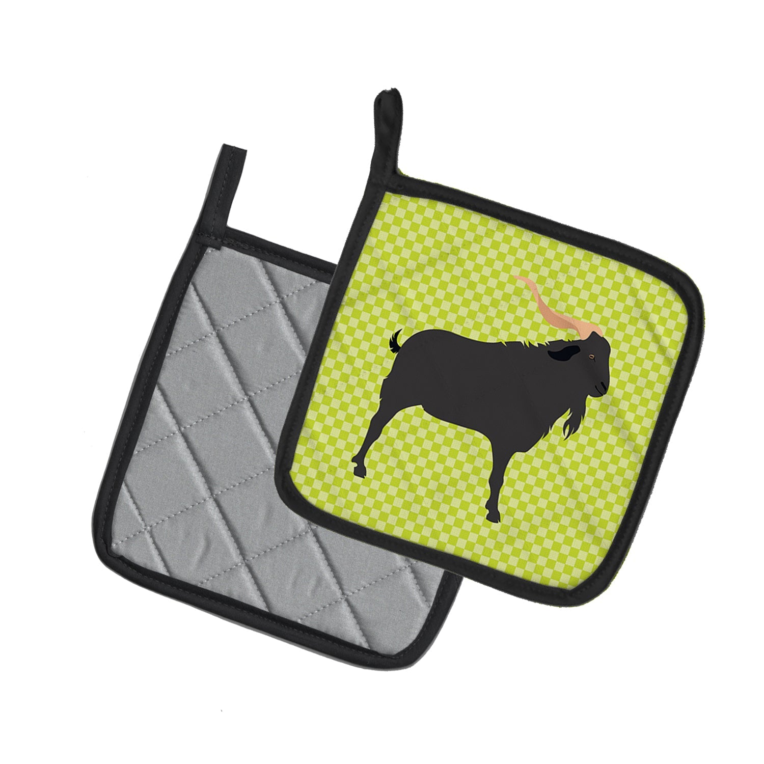 Verata Goat Green Pot Holder Set of 2 Heat Resistant Quilted Hot Pads 7.5 x 7.5 Inch, Insulated Kitchen Trivets for Cooking & Baking