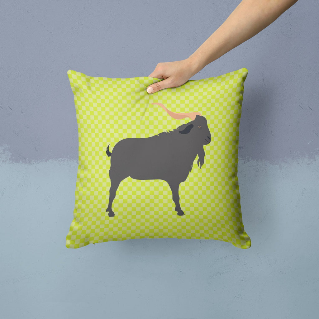 Verata Goat Green Decorative Throw Pillow 14x14 Indoor Outdoor Accent Cushion, Fabric Cover with Insert for Sofa, Bed, Porch & Living Room