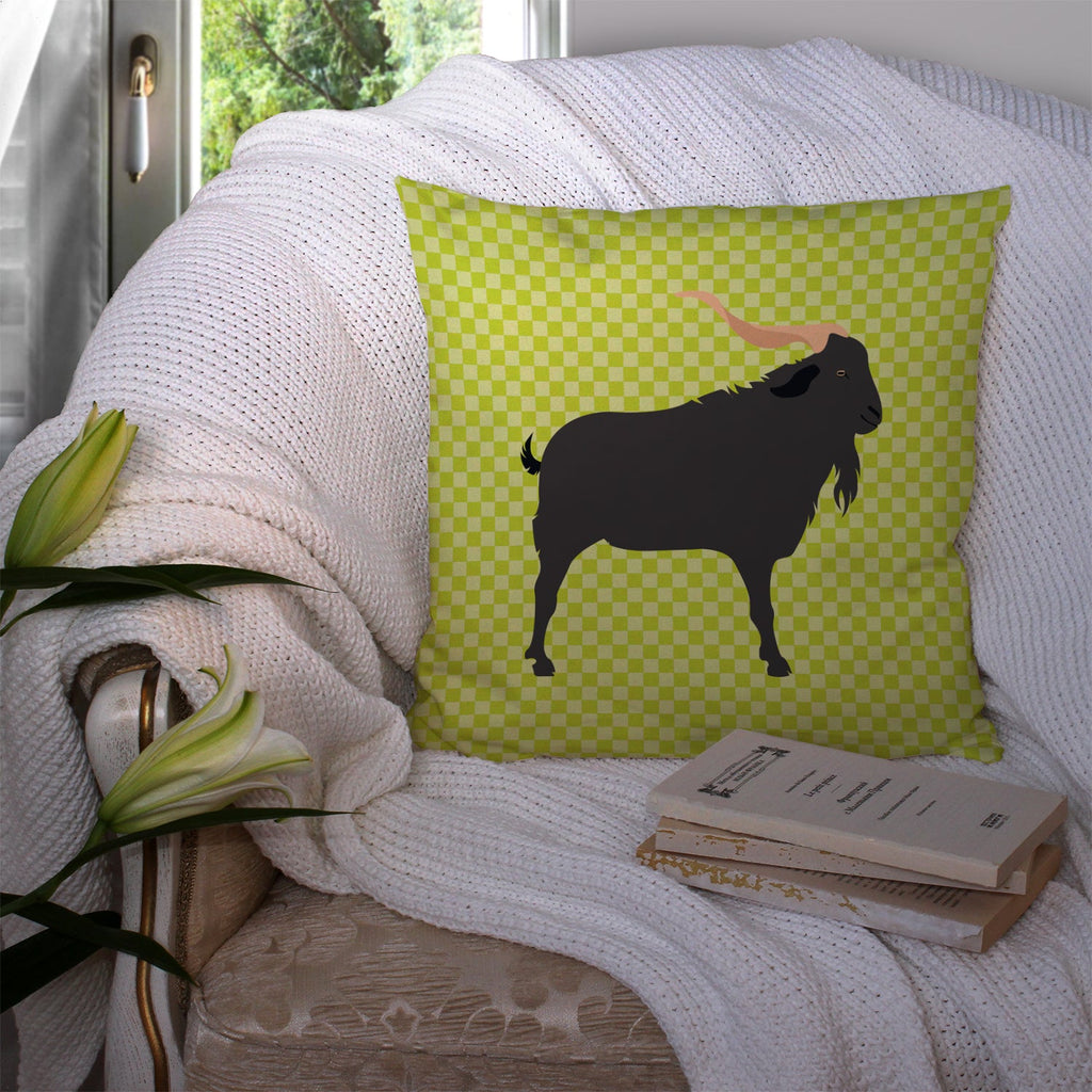 Verata Goat Green Decorative Throw Pillow 14x14 Indoor Outdoor Accent Cushion, Fabric Cover with Insert for Sofa, Bed, Porch & Living Room