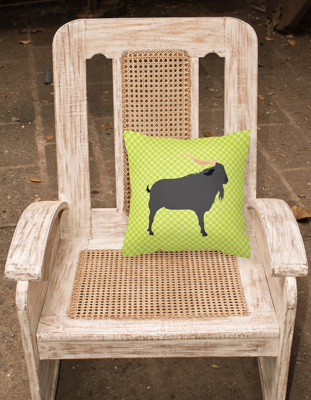 Verata Goat Green Decorative Throw Pillow 18x18 Indoor Outdoor Accent Cushion, Fabric Cover with Insert for Sofa, Bed, Porch & Living Room