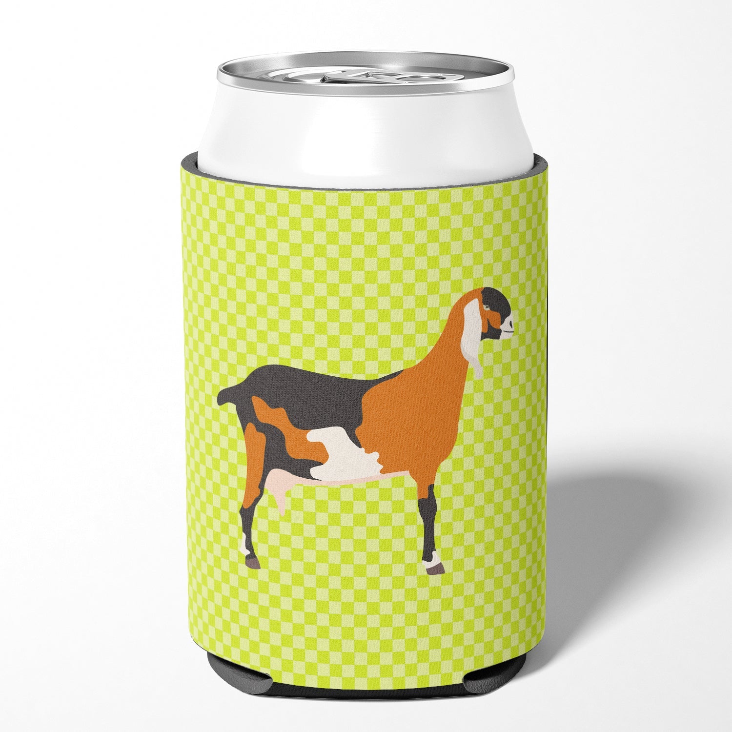 Anglo-nubian Nubian Goat Green Can or Bottle Hugger Cooler Sleeve for Standard 12 oz Cans, Insulated Foam Beer & Soda Can Hugger Reusable