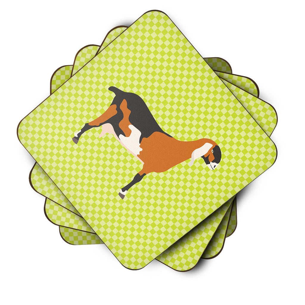 Anglo-nubian Nubian Goat Green Foam Coasters Set of 4 Cup Coasters for Indoor Outdoor, Tabletop Protection, Anti Slip, Mouse pad Material