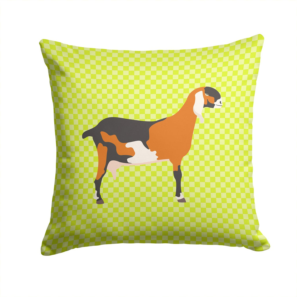 Anglo-nubian Nubian Goat Green Decorative Throw Pillow 14x14 Indoor Outdoor Accent Cushion, Fabric Cover with Insert for Sofa, Bed, Porch & Living Room