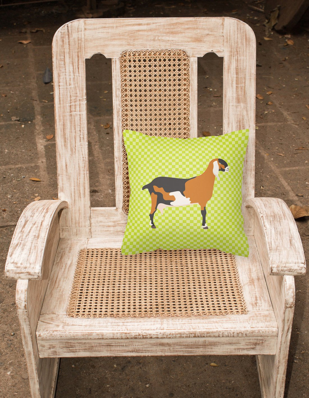 Anglo-nubian Nubian Goat Green Decorative Throw Pillow 18x18 Indoor Outdoor Accent Cushion, Fabric Cover with Insert for Sofa, Bed, Porch & Living Room