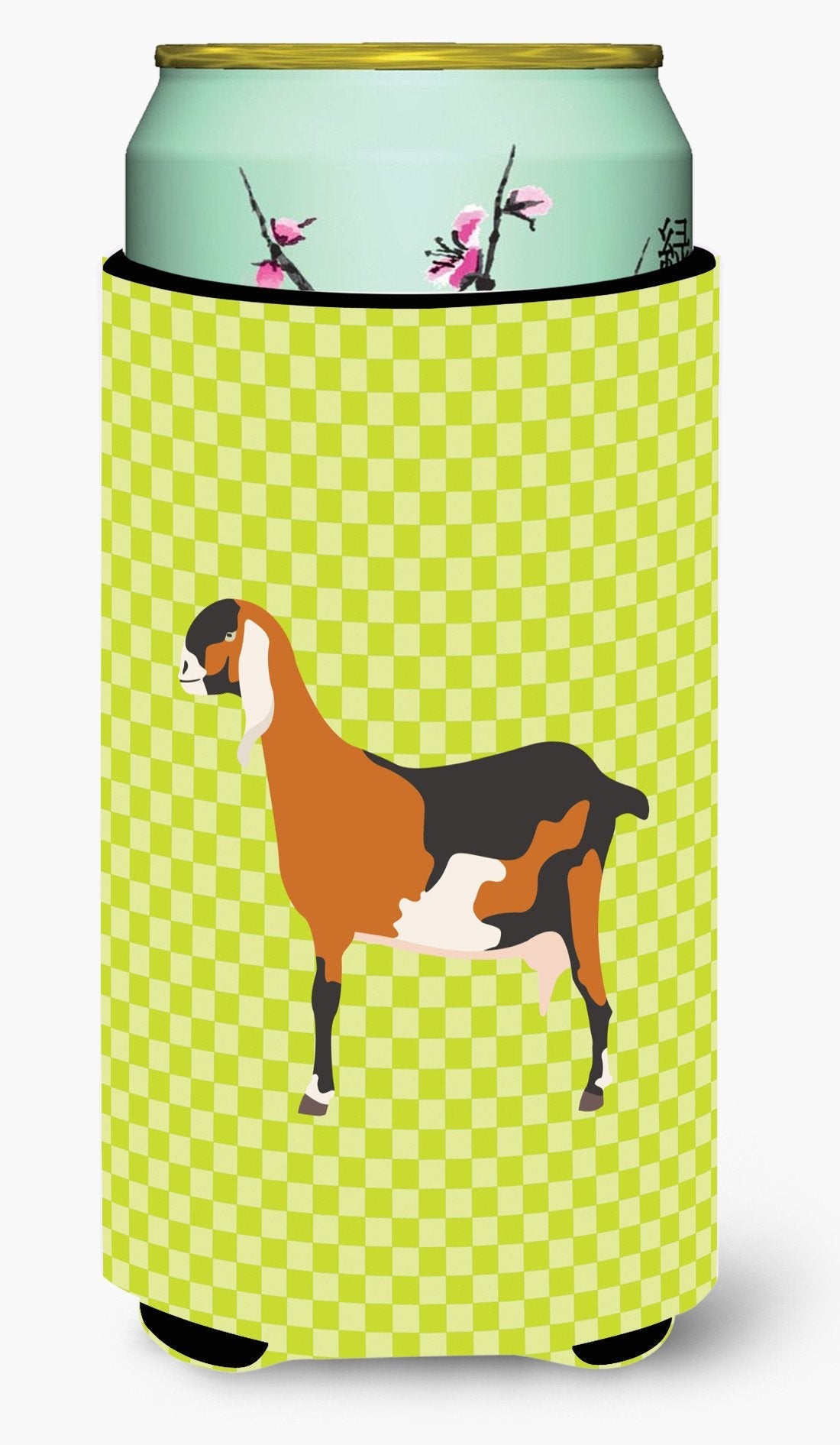 Anglo-nubian Nubian Goat Green Tall Boy Hugger Can Cooler Sleeve Machine Washable Drink Collapsible Insulator Beverage Insulated Holder