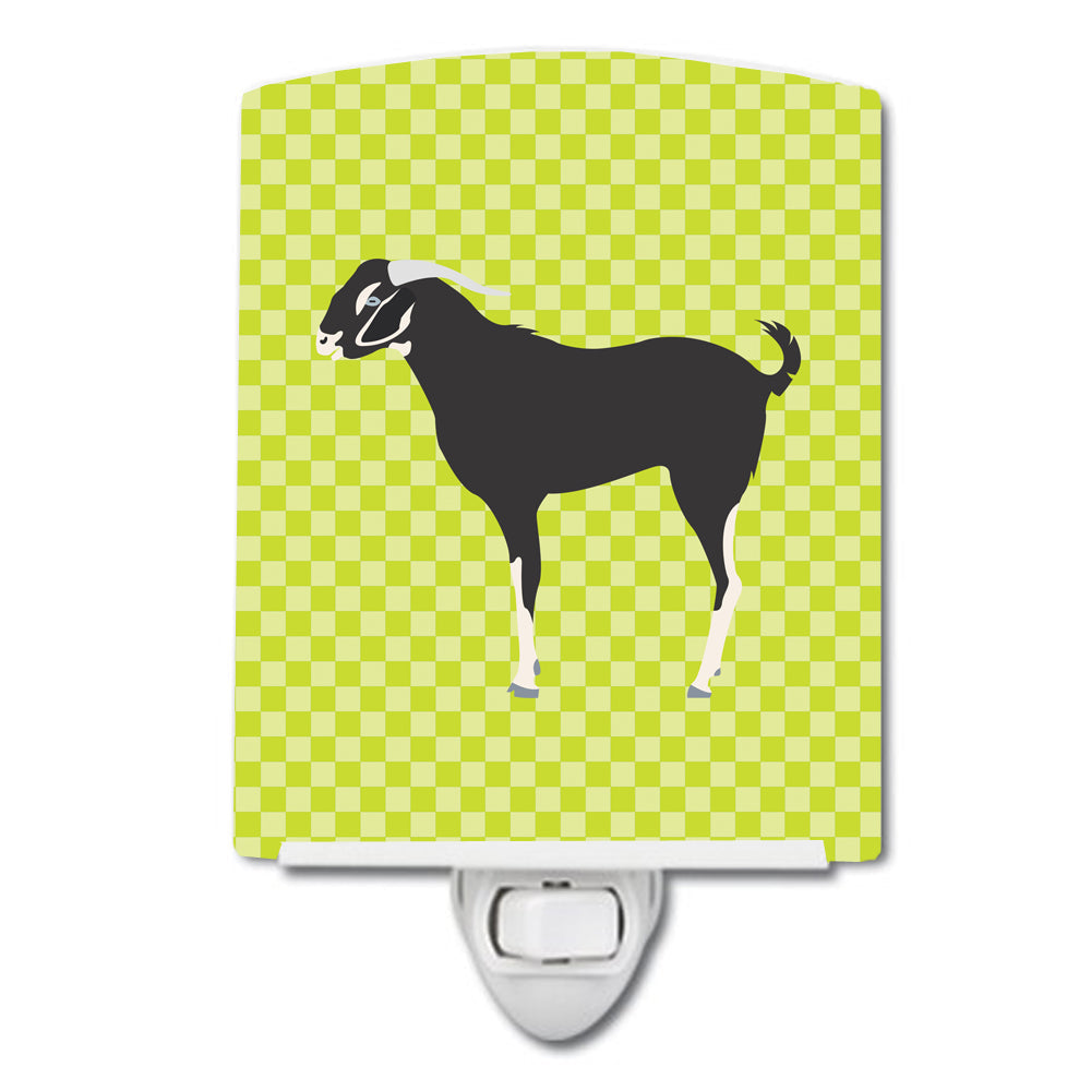Black Bengal Goat Green Ceramic Night Light Compact, UL-Certified, Ideal for Bedroom, Bathroom, Nursery, Hallway, Kitchen, 6x4x3, Multicolor