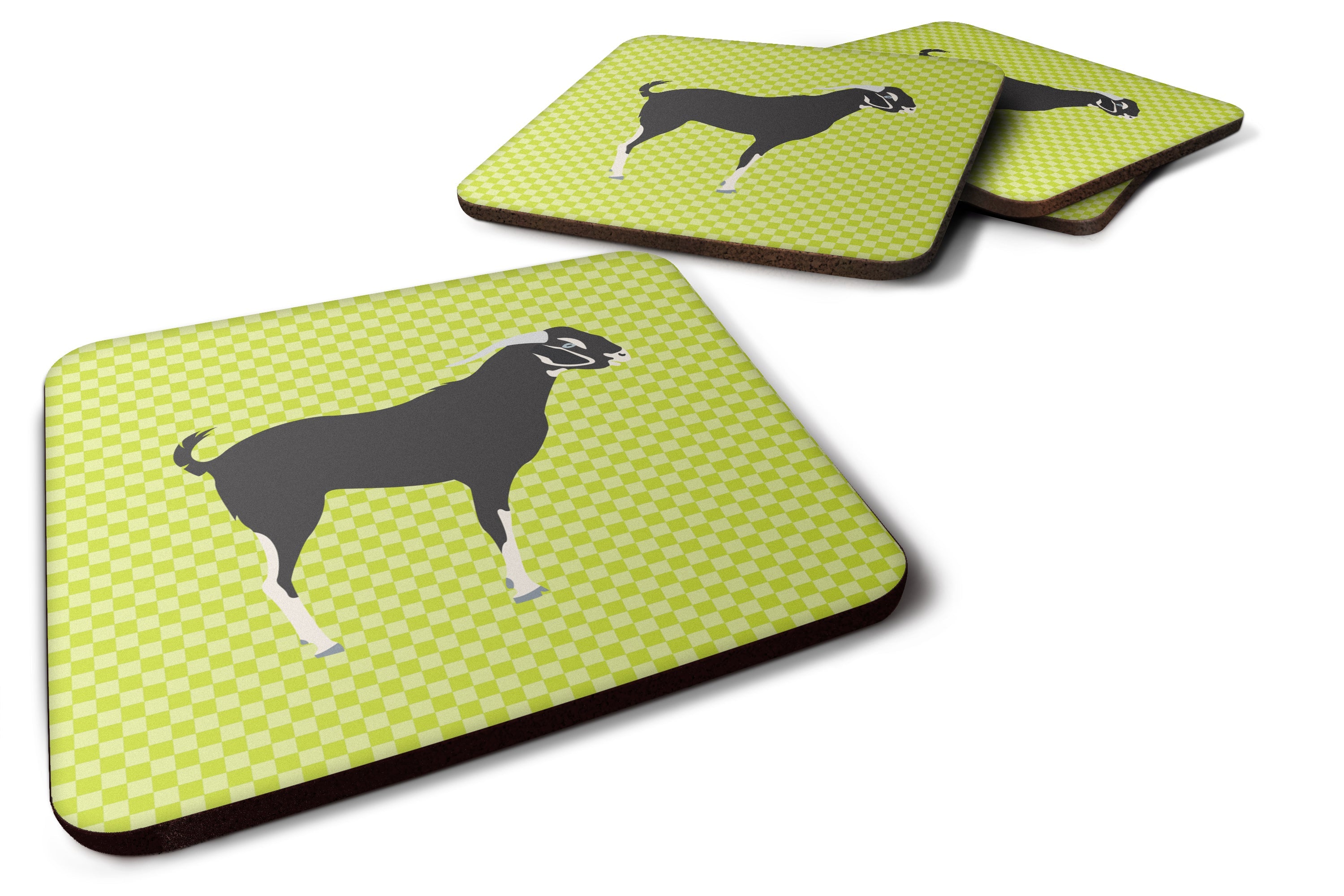 Black Bengal Goat Green Foam Coasters Set of 4 Cup Coasters for Indoor Outdoor, Tabletop Protection, Anti Slip, Mouse pad Material