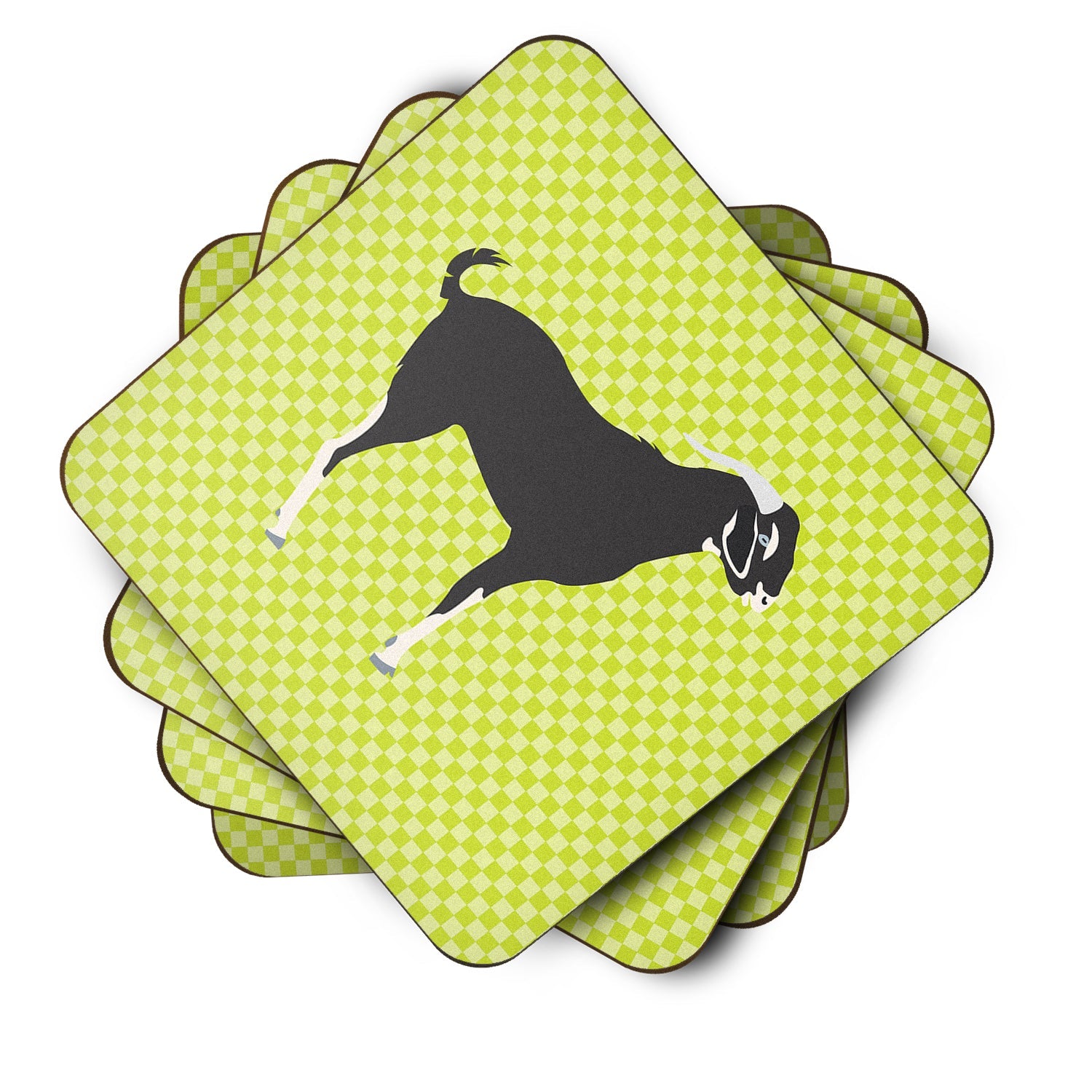 Black Bengal Goat Green Foam Coasters Set of 4 Cup Coasters for Indoor Outdoor, Tabletop Protection, Anti Slip, Mouse pad Material