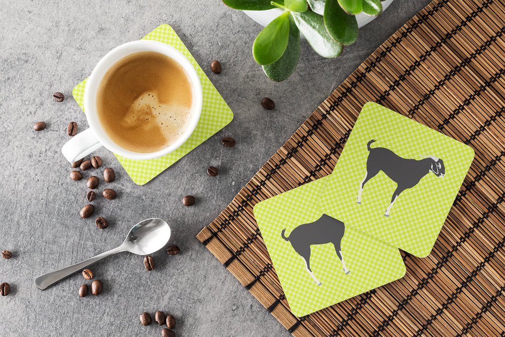 Black Bengal Goat Green Foam Coasters Set of 4 Cup Coasters for Indoor Outdoor, Tabletop Protection, Anti Slip, Mouse pad Material