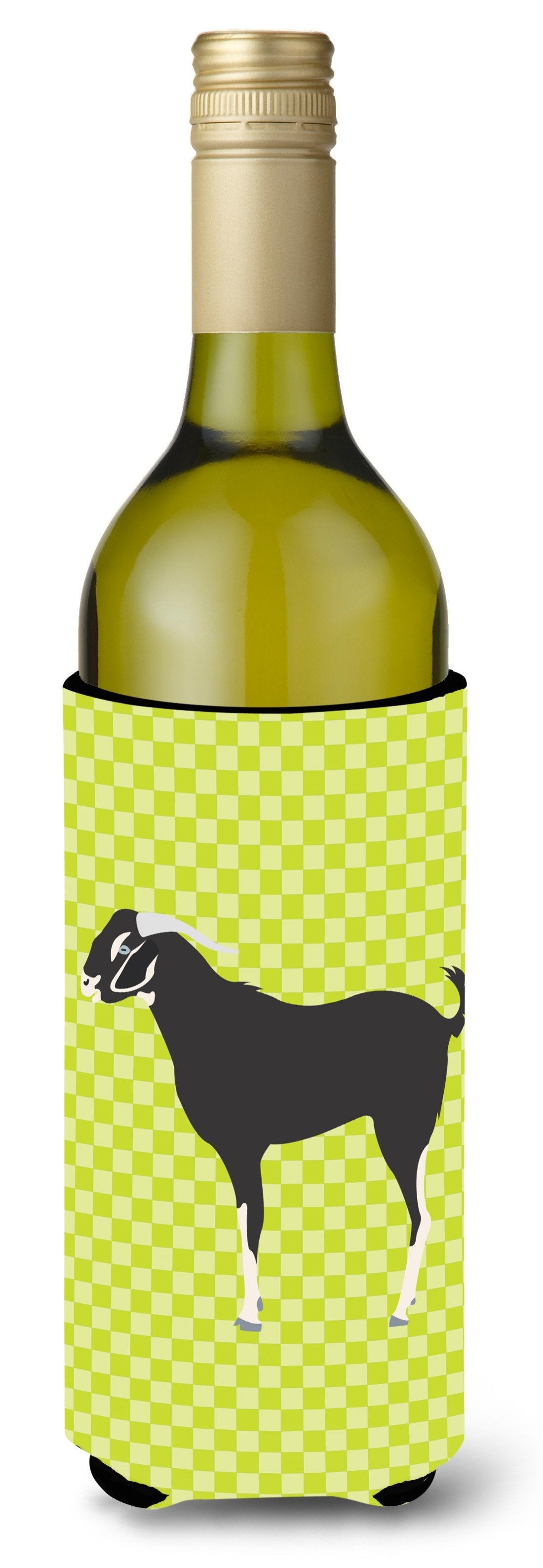 Black Bengal Goat Green Wine Bottle Hugger Gift Sleeve for Standard 750 ml Bottles, Insulated Reusable Also Fits Mini Shot & Pint Bottles