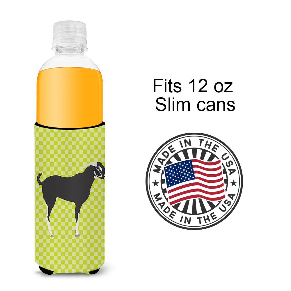 Black Bengal Goat Green Slim Can Hugger , Insulated Foam Hugger for 12 oz Slim Cans, Beer Bottles & Water Bottles, Printed in USA