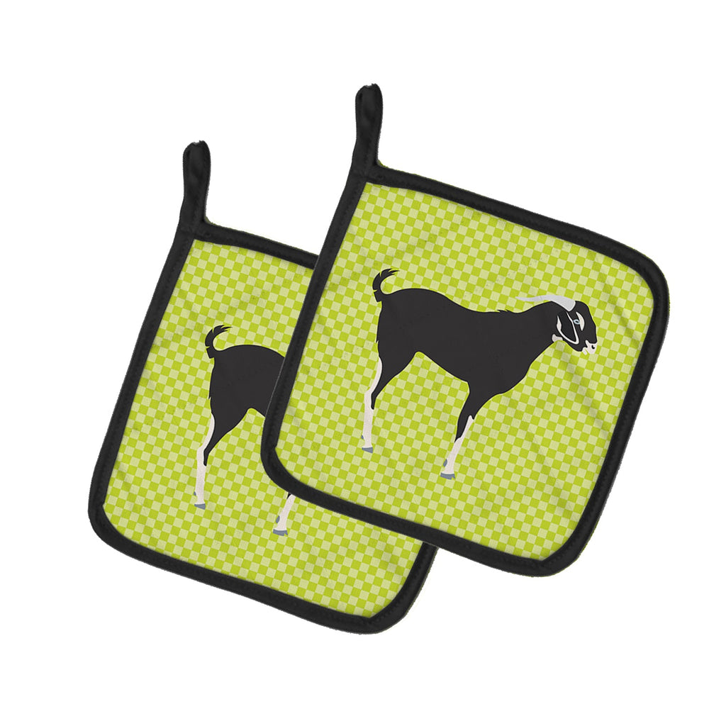 Black Bengal Goat Green Pot Holder Set of 2 Heat Resistant Quilted Hot Pads 7.5 x 7.5 Inch, Insulated Kitchen Trivets for Cooking & Baking